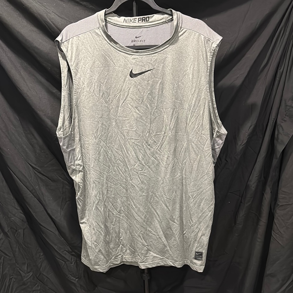 Nike Gray Athletic Tank Top with Crew Neck